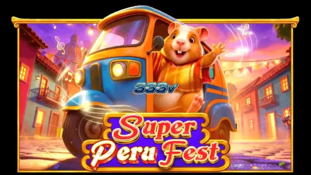 Suasana meriah dan penuh warna dari slot Super Peru Fest dengan elemen budaya Amerika Selatan.
